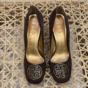 Tory Burch Brown Heels with Gold Accents